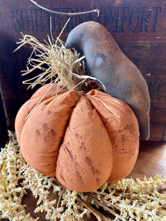 Handmade Prim Stuffed Pumpkin with Crow