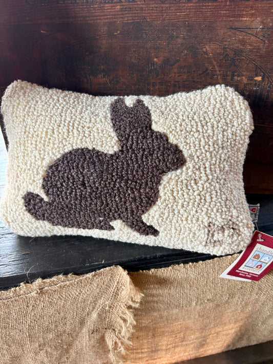 Chocolate Bunny Hooked Pillow